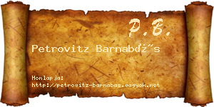 Petrovitz Barnabás névjegykártya