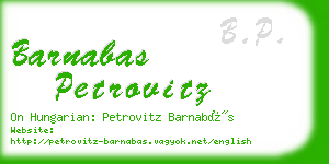 barnabas petrovitz business card